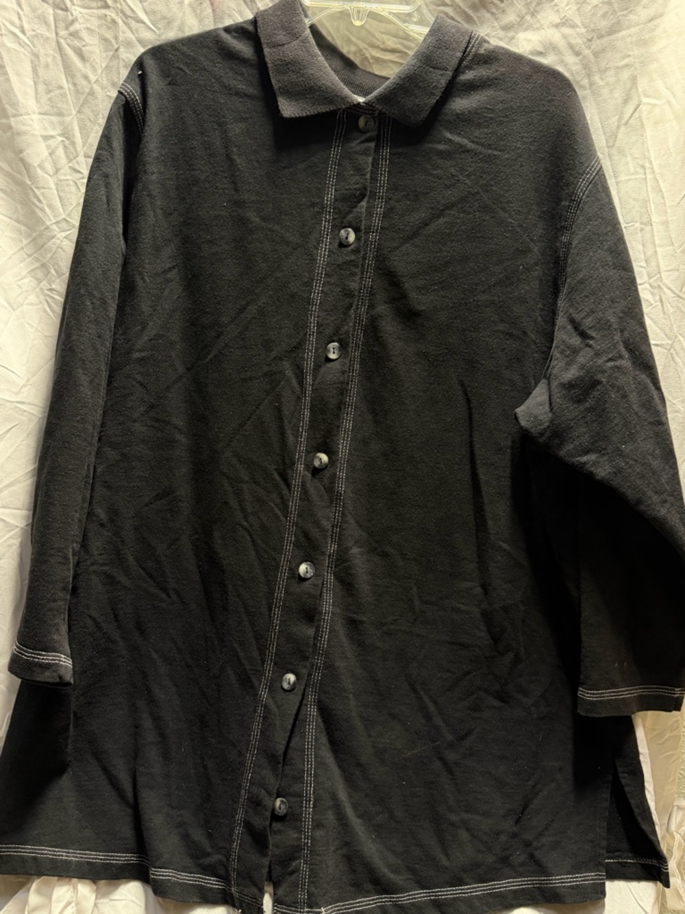 Clio Black Button-Front Cotton Cardigan
